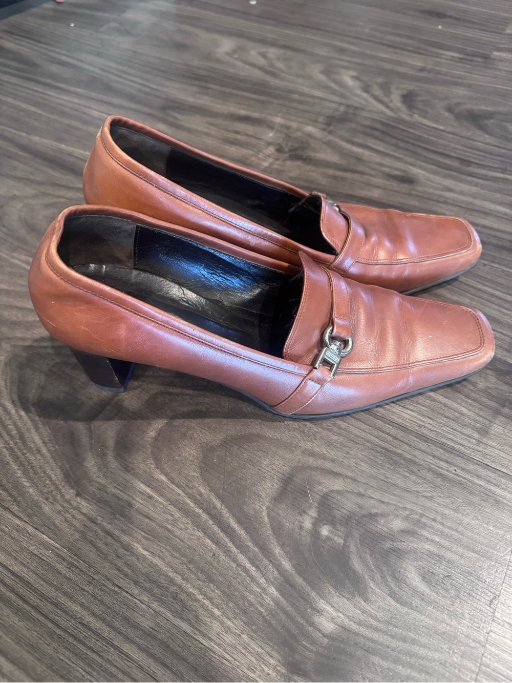 Vintage Coach Brown Leather Heels with Metal Bit